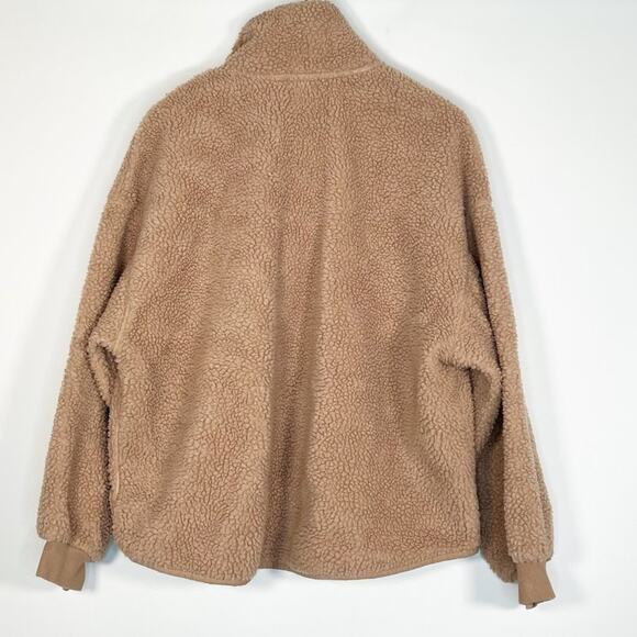 H&M Faux Shearling Pullover Sweatshirt Coat Jacket Teddy Camel Tan Beige - Picture 8 of 10